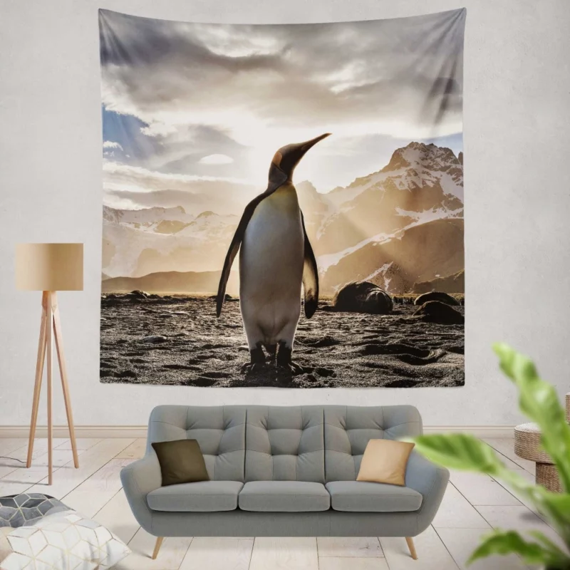 Emperor Penguin Basking in Sunbeam Wall Hanging Tapestry