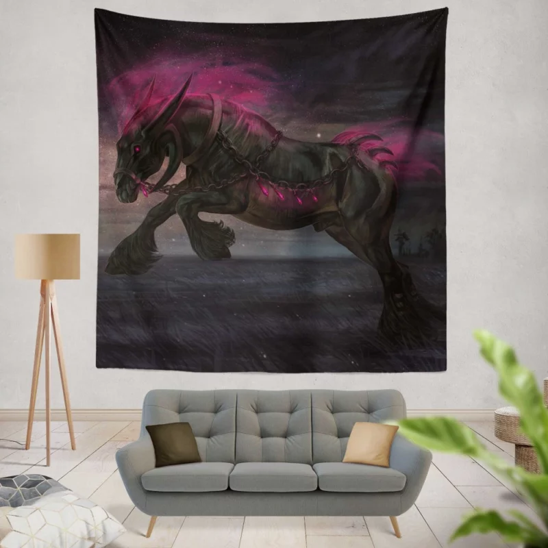 Enchanted Night Guardian Warden Wolf Wall Hanging Tapestry