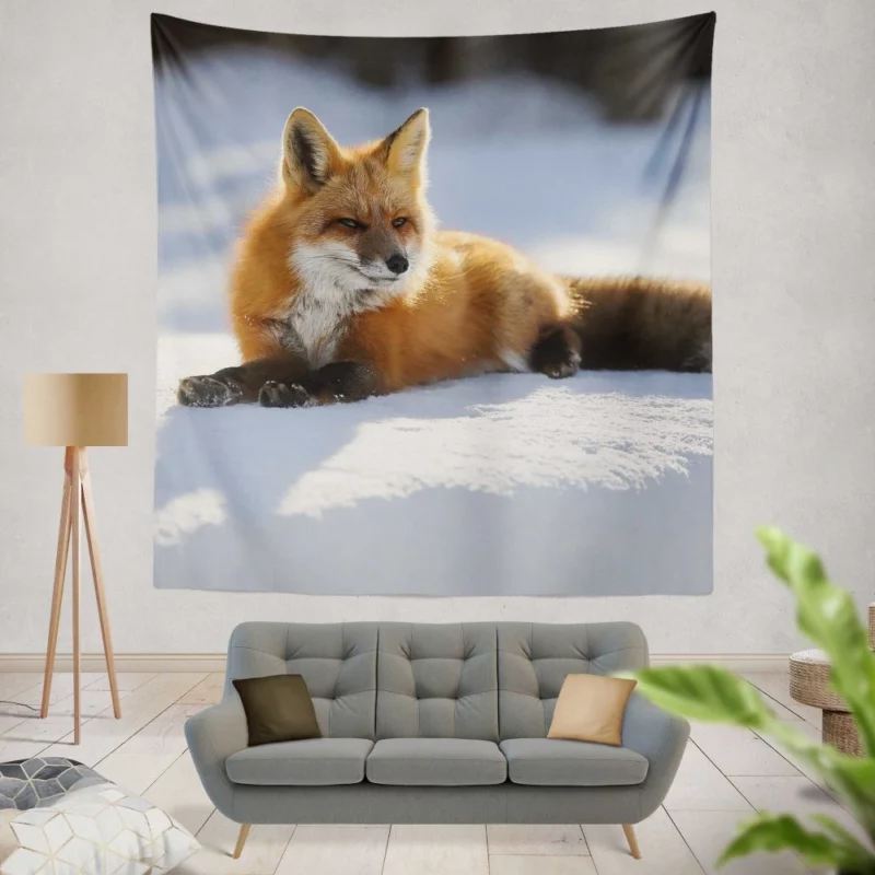 Enchanted Wilderness Fox Snow Wall Hanging Tapestry