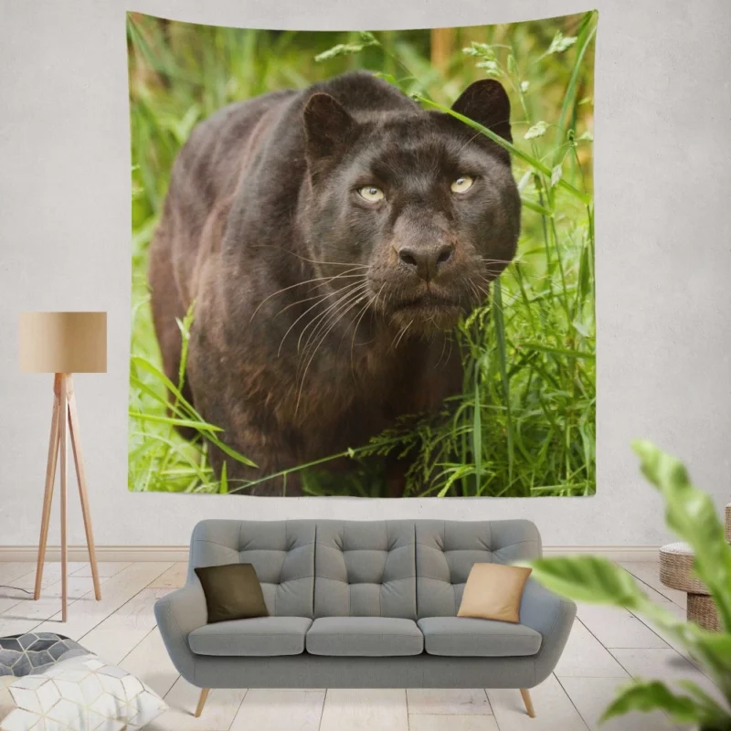 Enigmatic Panther Mystery in the Wild Wall Hanging Tapestry