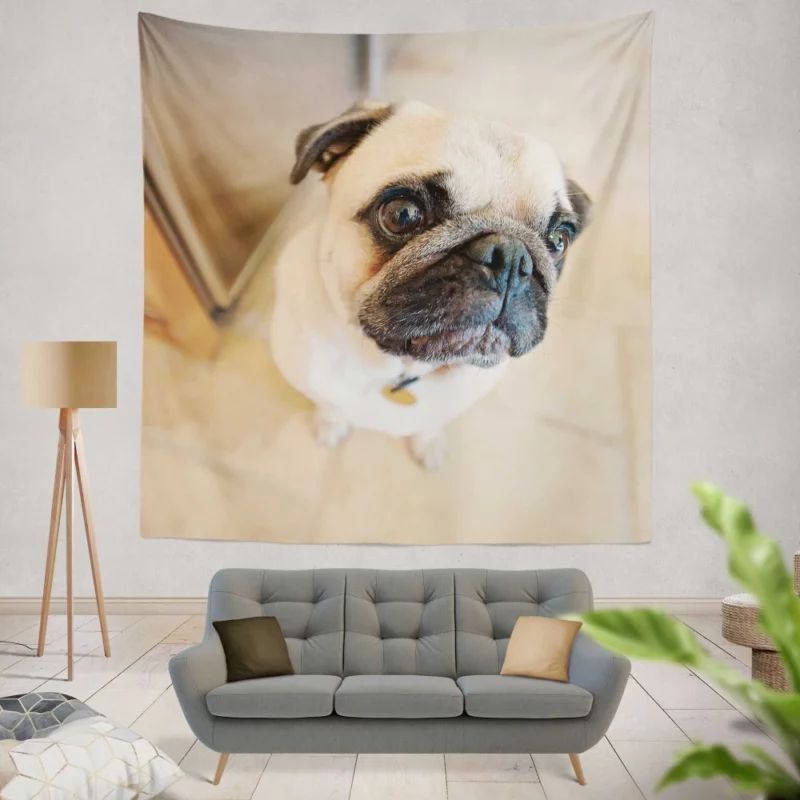 Expressive Play Pug Adorable Antics Wall Hanging Tapestry