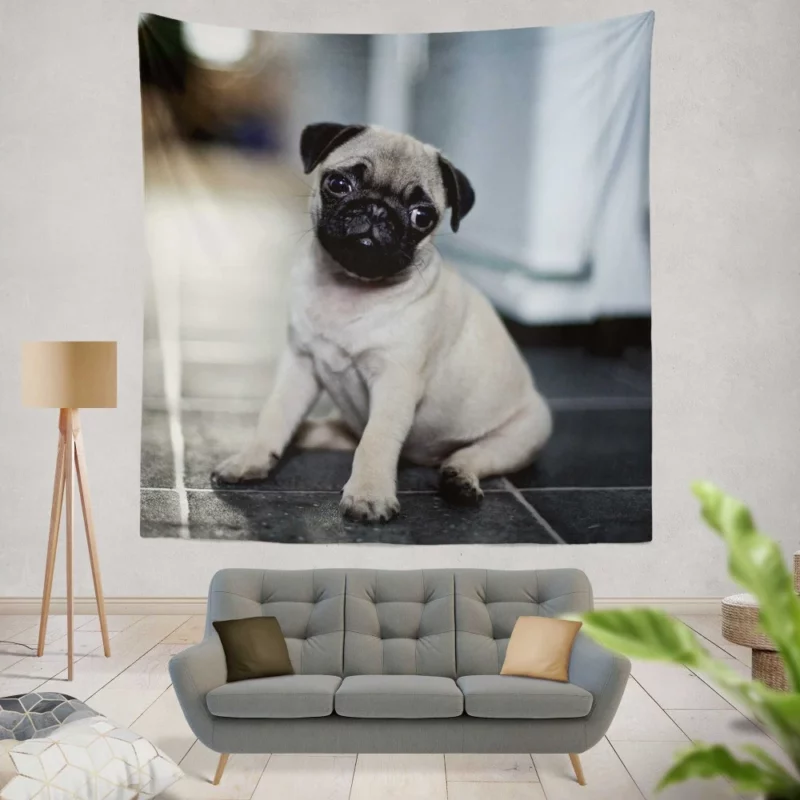 Expressive Pug Adorable Antics Wall Hanging Tapestry