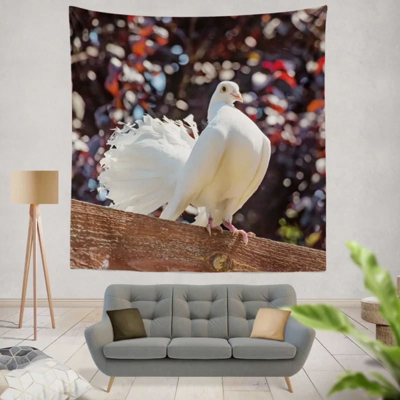 Fantail Pigeon Graceful Stance Feathered Wonder Wall Hanging Tapestry