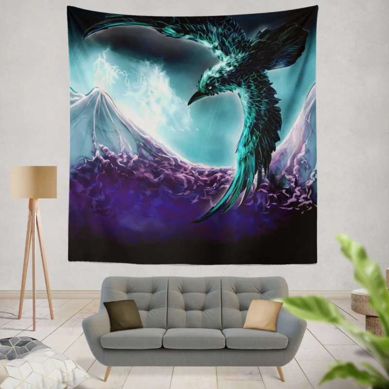 Fantasy Bird Enigmatic Essence Imagination Soars Wall Hanging Tapestry