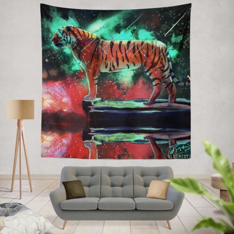 Fantasy Tiger Mystical Aura Wall Hanging Tapestry