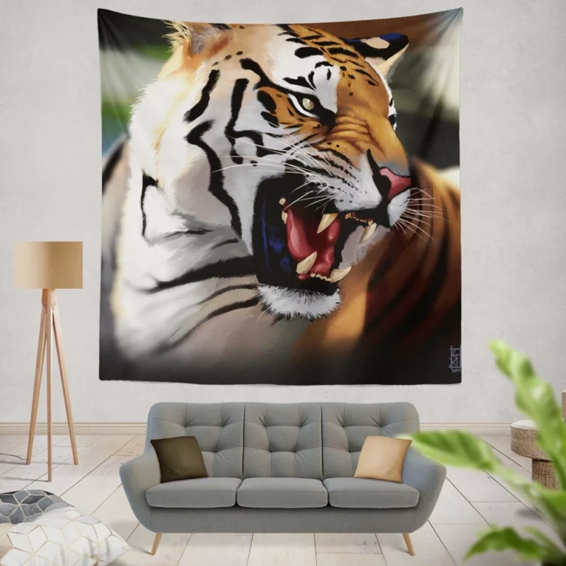 Fantasy Tiger Power Imagined Majesty Wall Hanging Tapestry