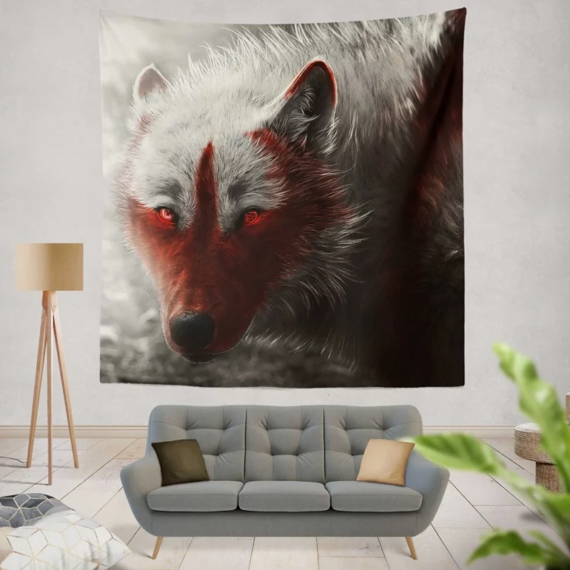 Fantasy Wolf Enigmatic Gaze Wall Hanging Tapestry