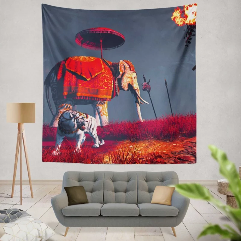 Far Cry 4 Wild Tiger & Majestic Elephant Wall Hanging Tapestry