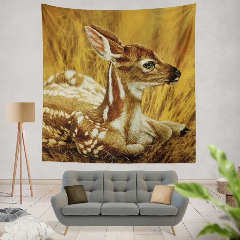 Fawn Camouflage Nature Concealment Wall Hanging Tapestry