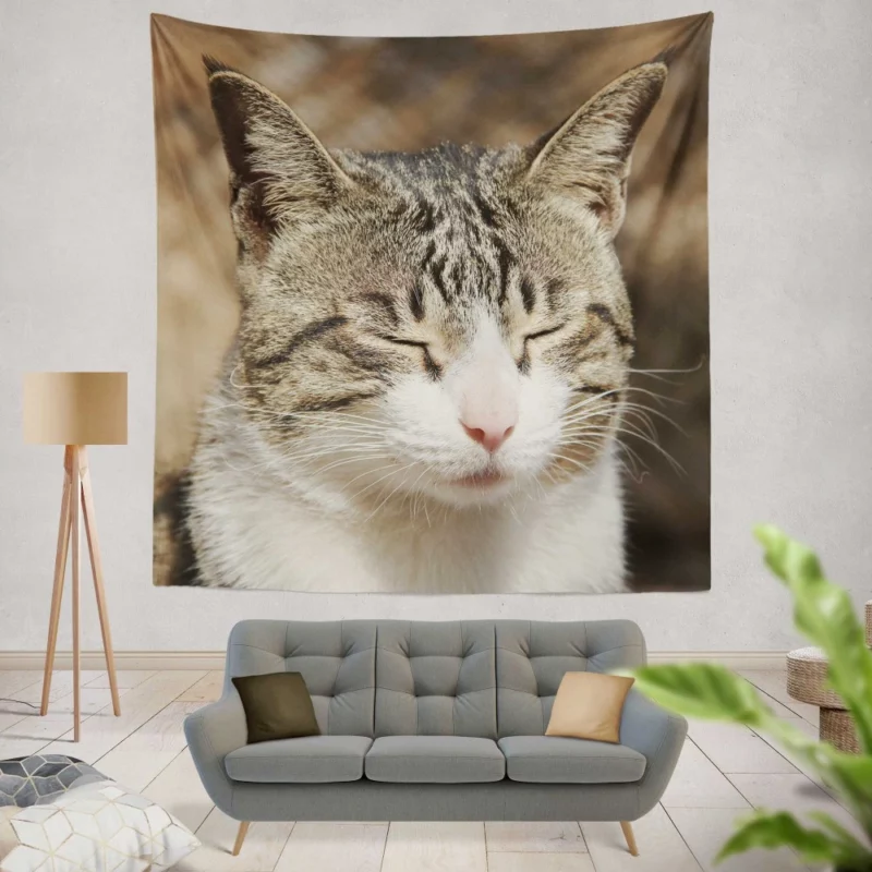 Feline Adventure Curious Cat Whiskers Wall Hanging Tapestry