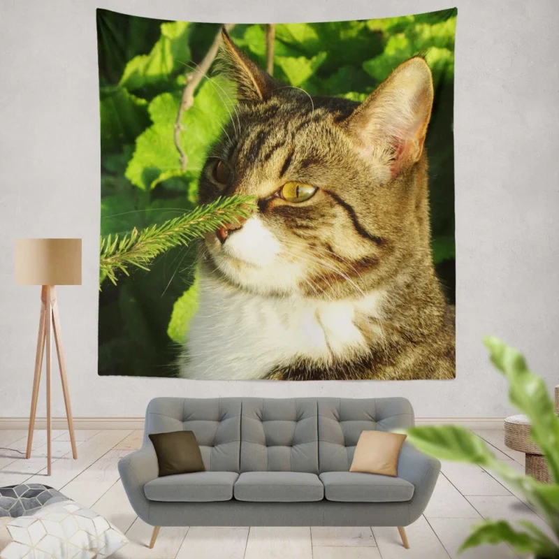 Feline Charm Whiskered Playfulness Wall Hanging Tapestry