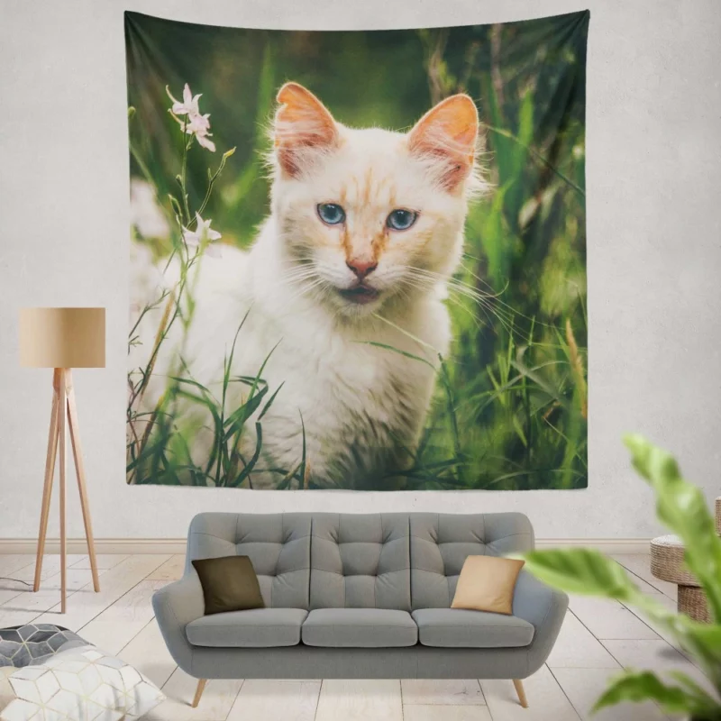 Feline Grace in Winter Wonderland Wall Hanging Tapestry