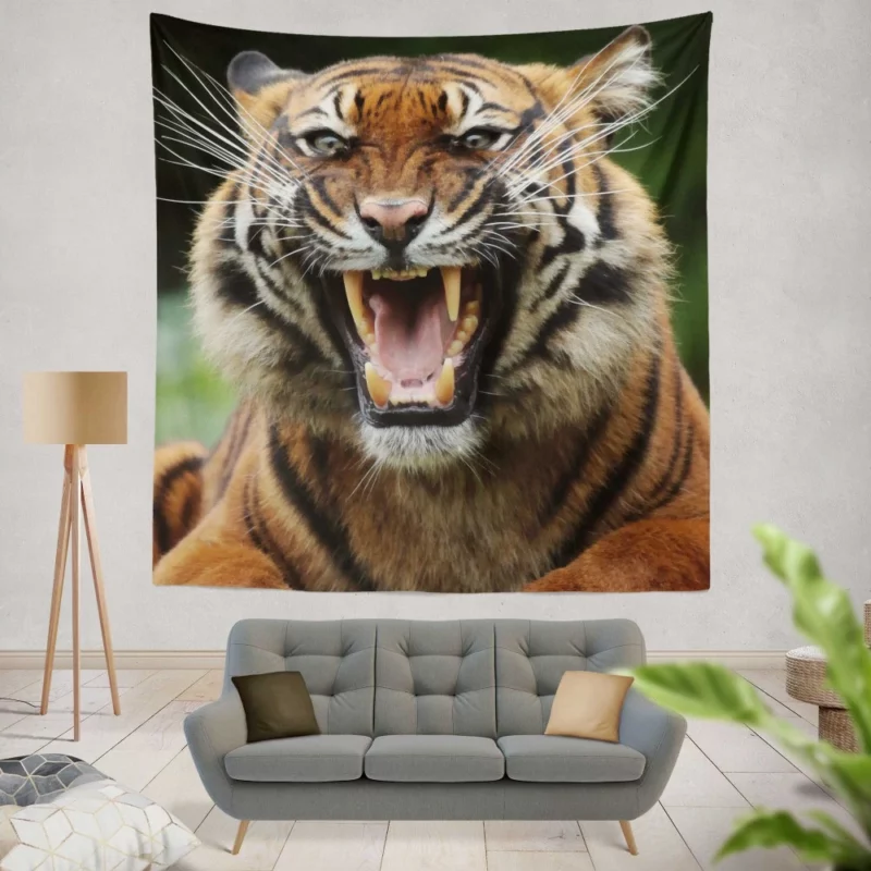 Fierce Tiger Gaze Untamed Majesty Wall Hanging Tapestry