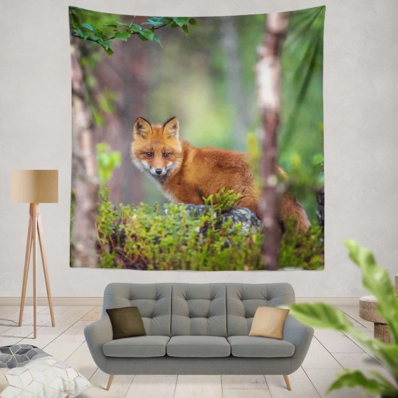 Forest Fox Mysterious Charm Natural Beauty Wall Hanging Tapestry