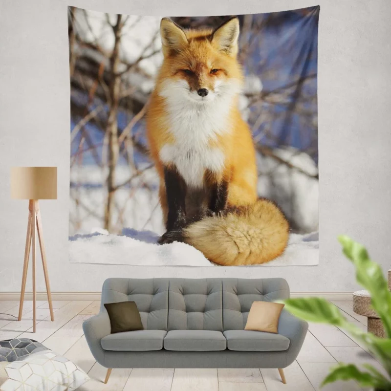 Fox Enigmatic Stare Wilderness Gaze Wall Hanging Tapestry