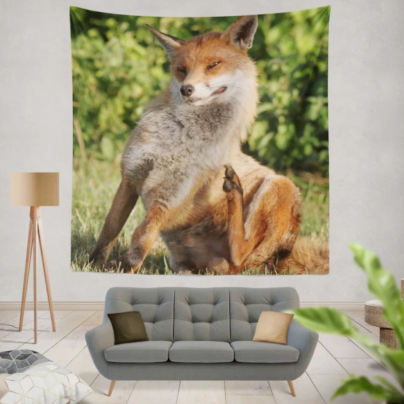 Fox Sly Charm Wilderness Intrigue Wall Hanging Tapestry