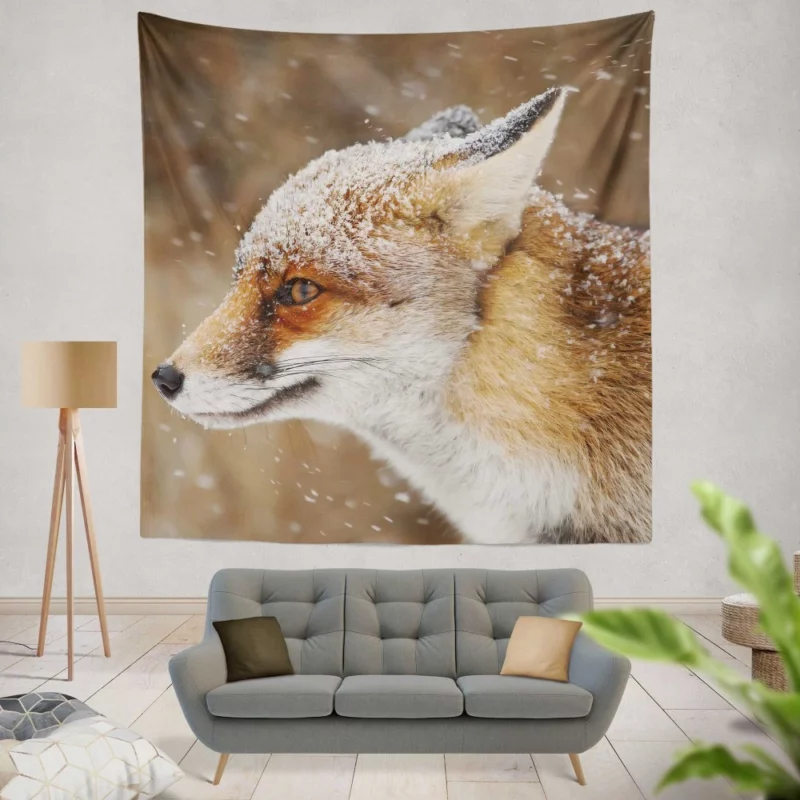 Fox Snowfall Adventure Wilderness Charm Wall Hanging Tapestry