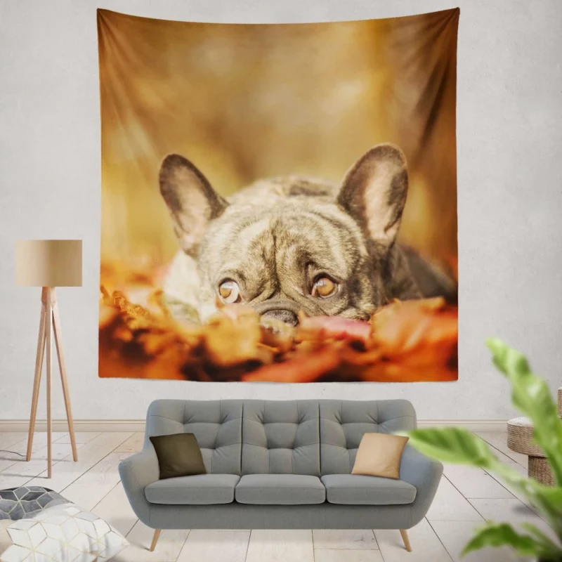 French Bulldog Autumn Adventure Wall Hanging Tapestry