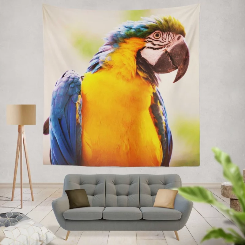 Friendly Parrot Playful Greeting Tropical Companion Wall Hanging Tapestry