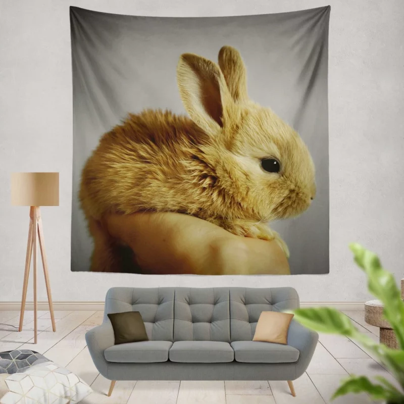 Furry Bunny Delightful Innocence Wall Hanging Tapestry