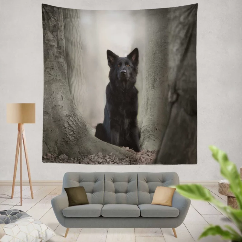 German Shepherd Captivating Gaze Wall Hanging Tapestry