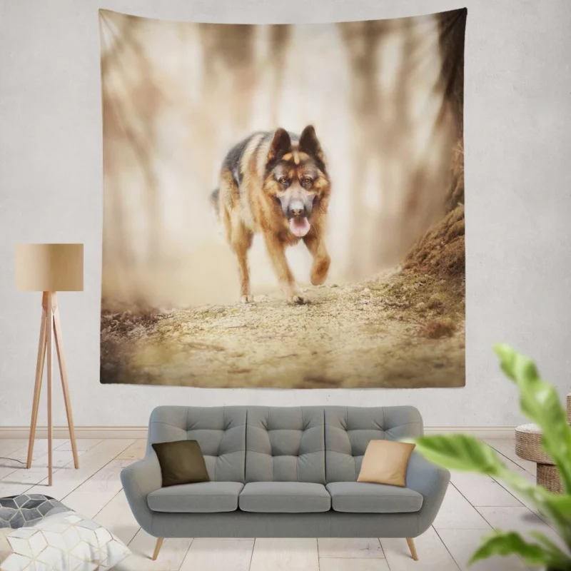 German Shepherd Depth of Field Gaze Wall Hanging Tapestry