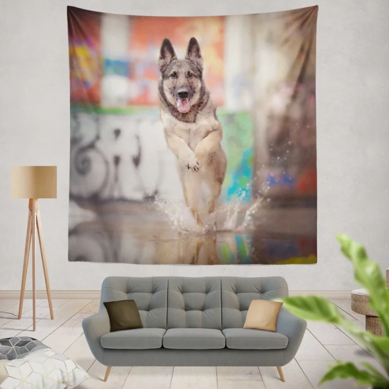 German Shepherd Depth of Field Splash Wall Hanging Tapestry