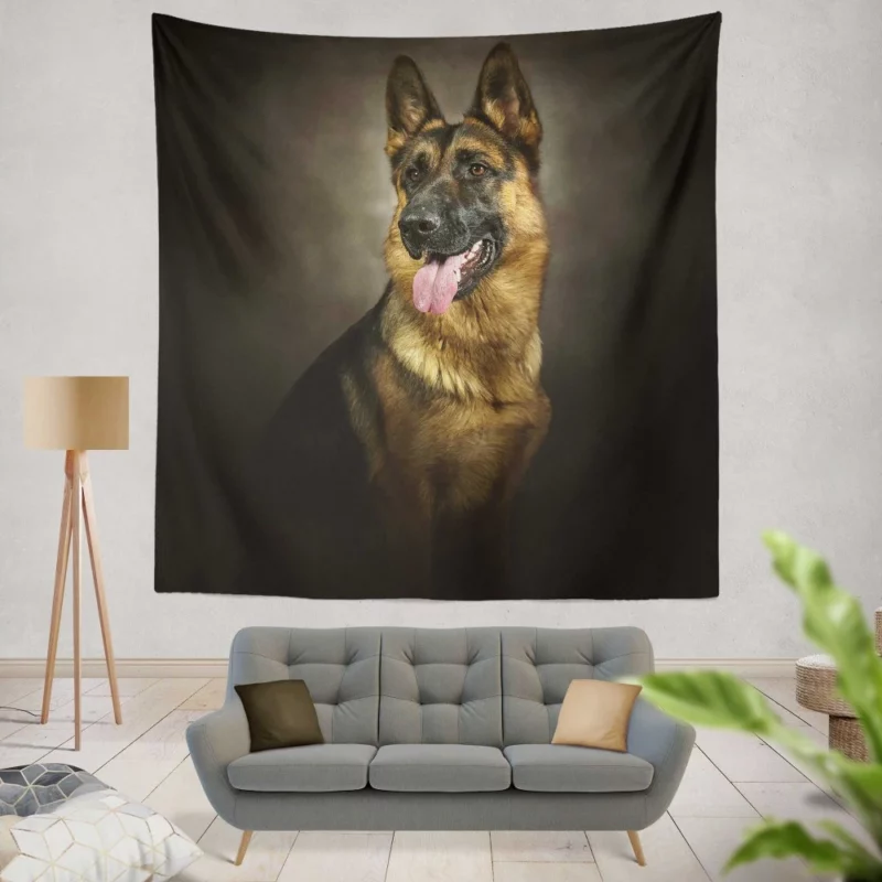 German Shepherd Dignified Portrait Canine Majesty Wall Hanging Tapestry