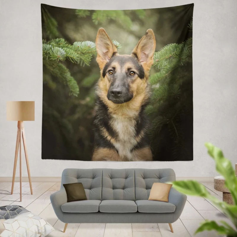 German Shepherd Enigmatic Persona Wall Hanging Tapestry