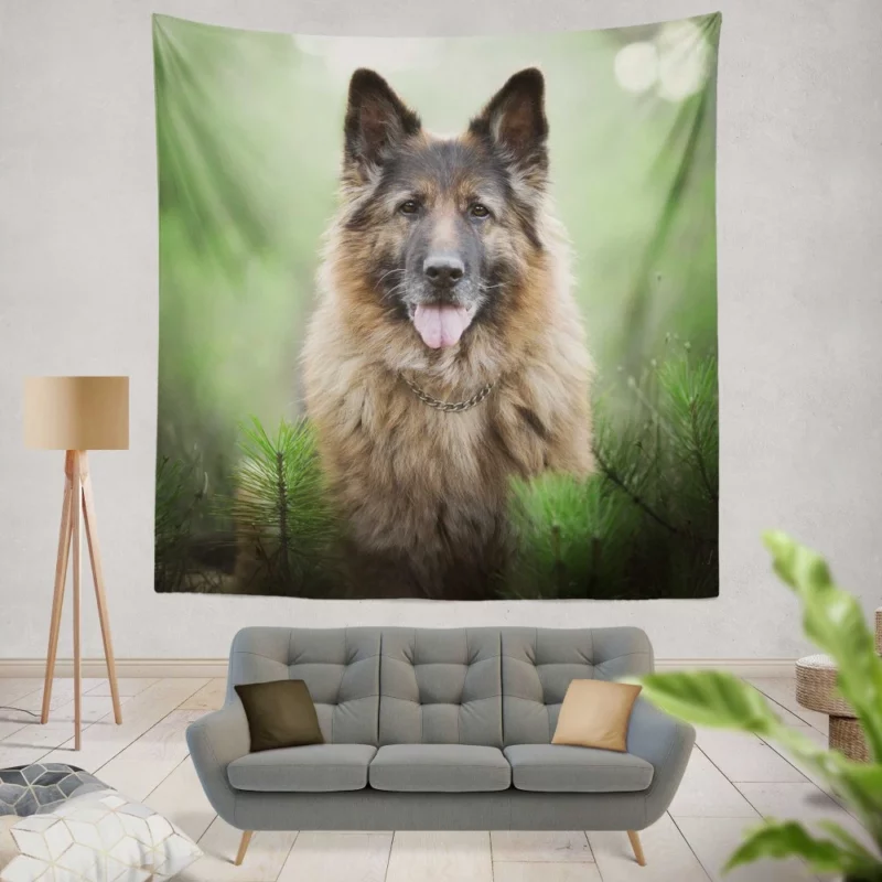 German Shepherd Intense Stare Canine Majesty Wall Hanging Tapestry