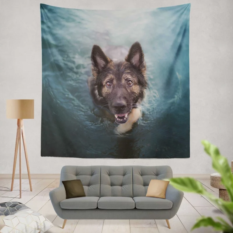 German Shepherd Intense Stare Wall Hanging Tapestry