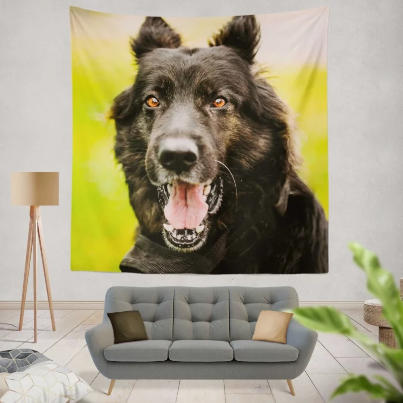 German Shepherd Thoughtful Gaze Canine Contemplation Wall Hanging Tapestry