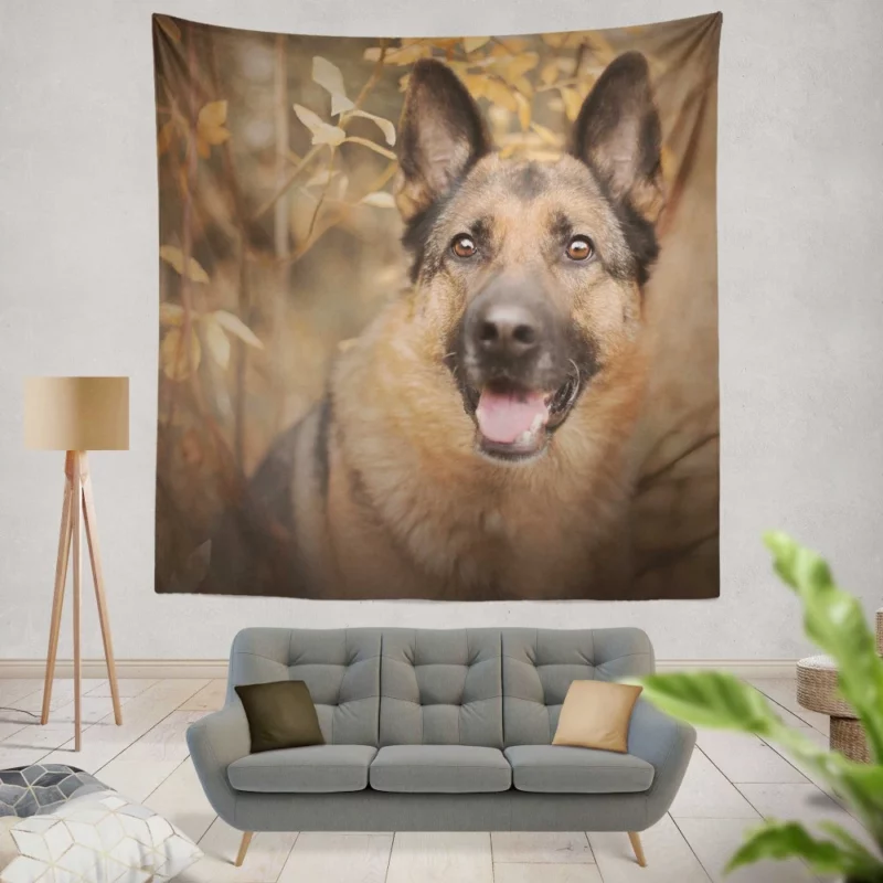 German Shepherd Woodsy Adventure Wall Hanging Tapestry