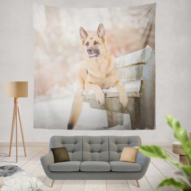 German Shepherd in Depth of Field Wall Hanging Tapestry