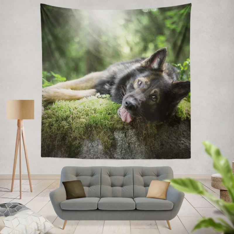 German Shepherd in Sunny Serenity Wall Hanging Tapestry