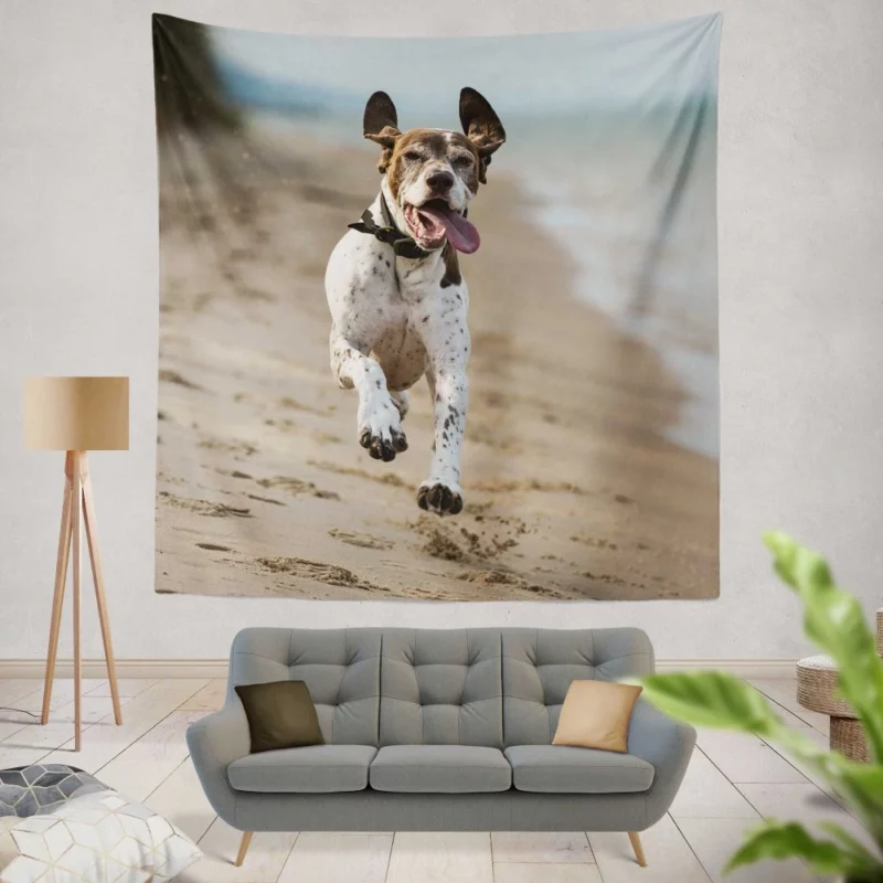 German Shorthaired Pointer on Sand Coastal Charm Wall Hanging Tapestry