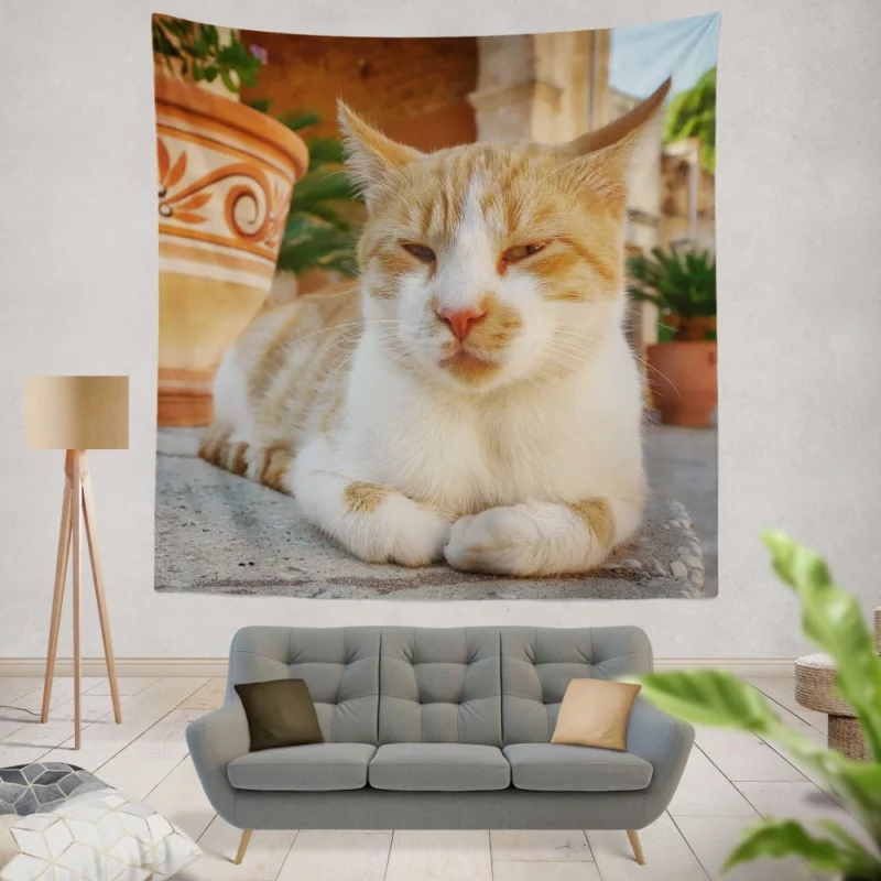 Ginger Cat by Monastery Tranquil Beauty Wall Hanging Tapestry