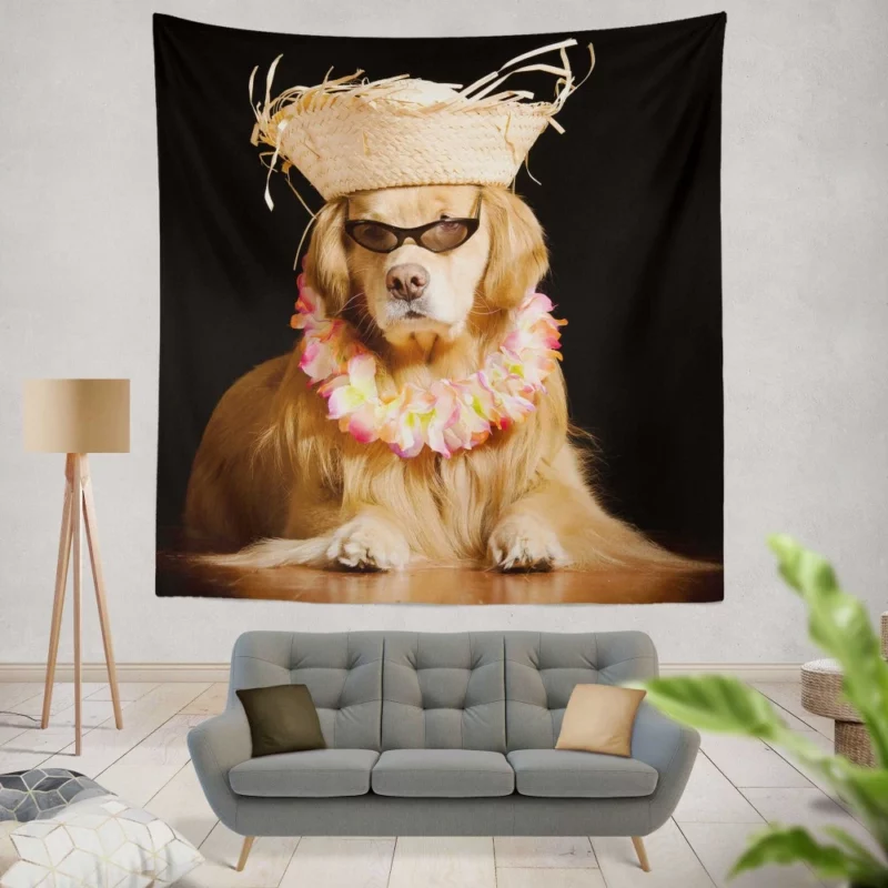 Golden Retriever Fun-Filled Day Sunny Moments Wall Hanging Tapestry