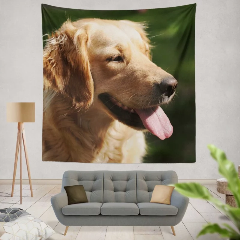 Golden Retriever Joyful Face Happiness Wall Hanging Tapestry