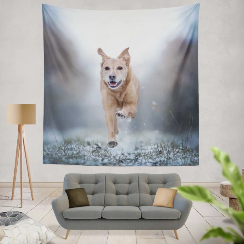 Golden Retriever Joyful Run Wall Hanging Tapestry