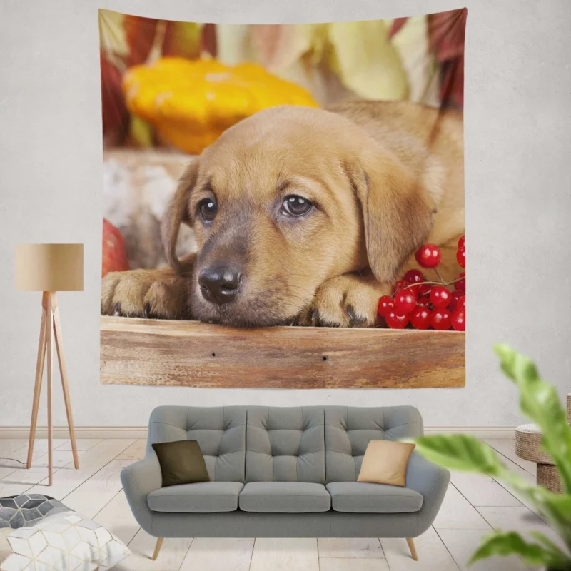 Golden Retriever Puppy Innocence Furry Wonder Wall Hanging Tapestry