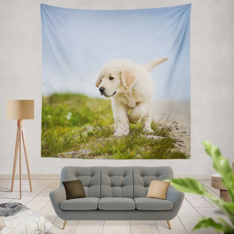 Golden Retriever Puppy Playful Charm Wall Hanging Tapestry