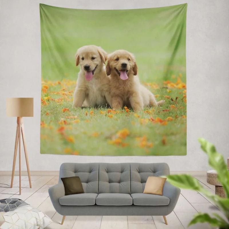 Golden Retriever Puppy Wholesome Charm Wall Hanging Tapestry