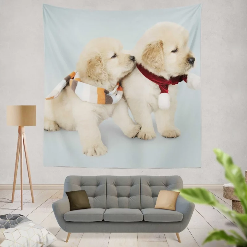 Golden Retriever Puppy Wholesome Joy Wall Hanging Tapestry