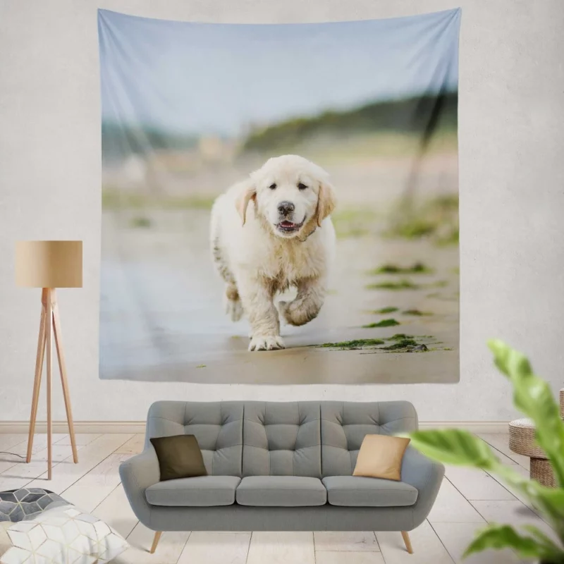 Golden Retriever Sandy Playtime Wall Hanging Tapestry