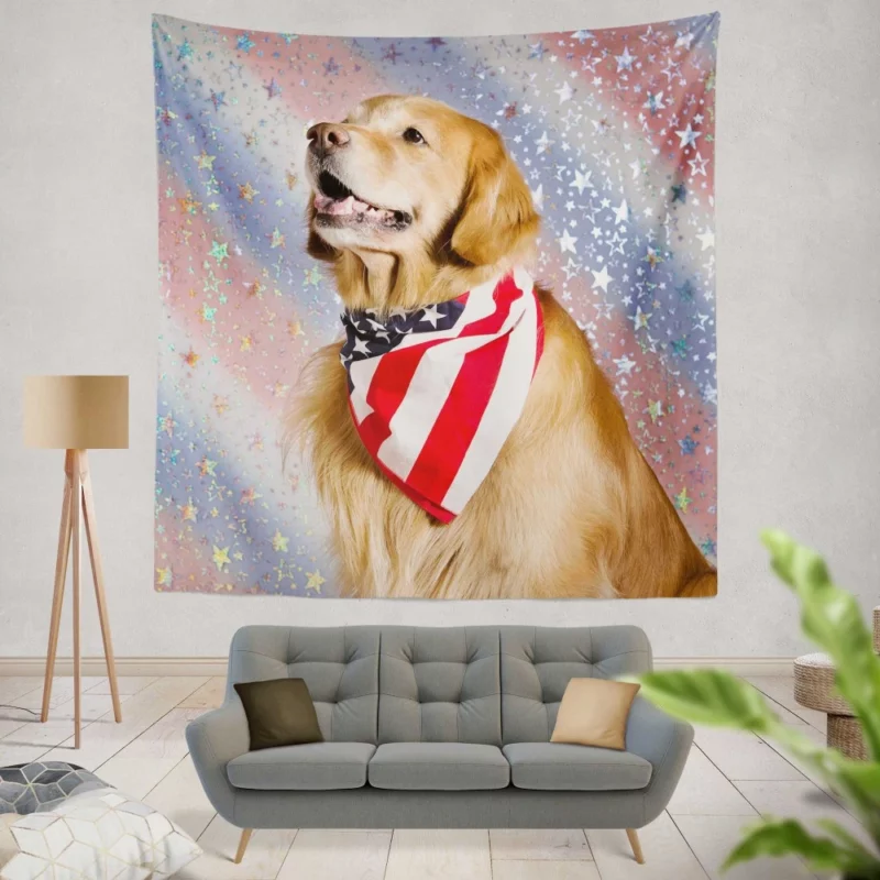 Golden Retriever Starry Essence Wall Hanging Tapestry