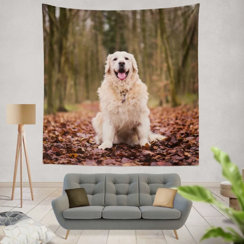 Golden Retriever in Forest Serenity Wall Hanging Tapestry