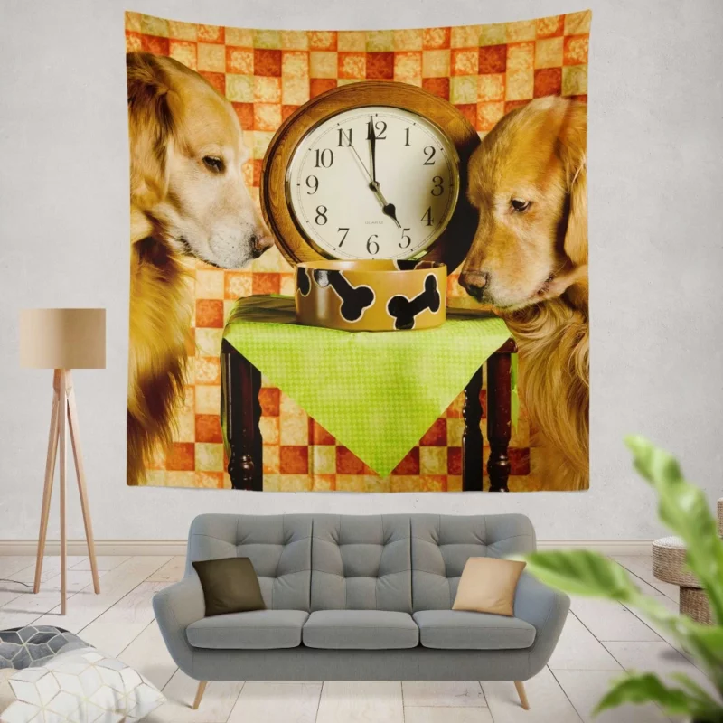 Golden Retriever with Time Grace Wall Hanging Tapestry