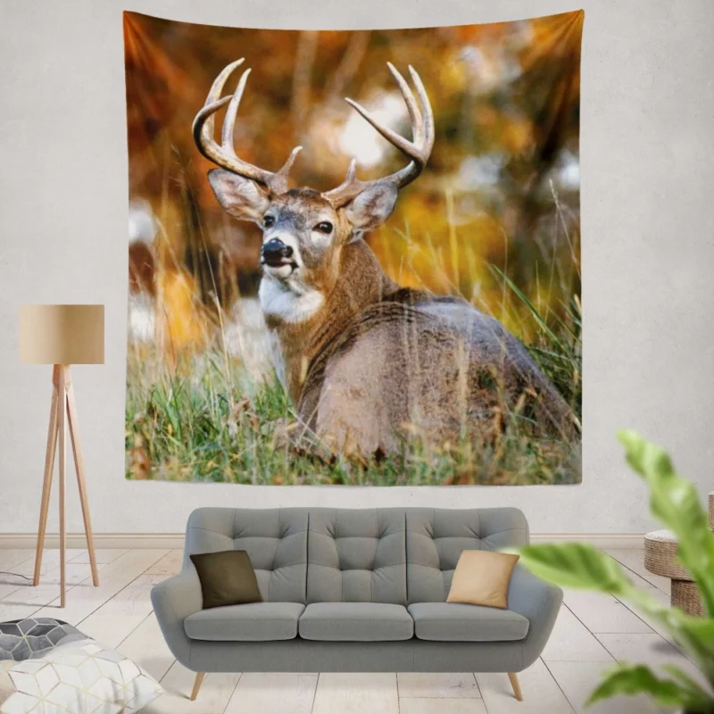 Graceful Deer Beauty in Motion Wall Hanging Tapestry