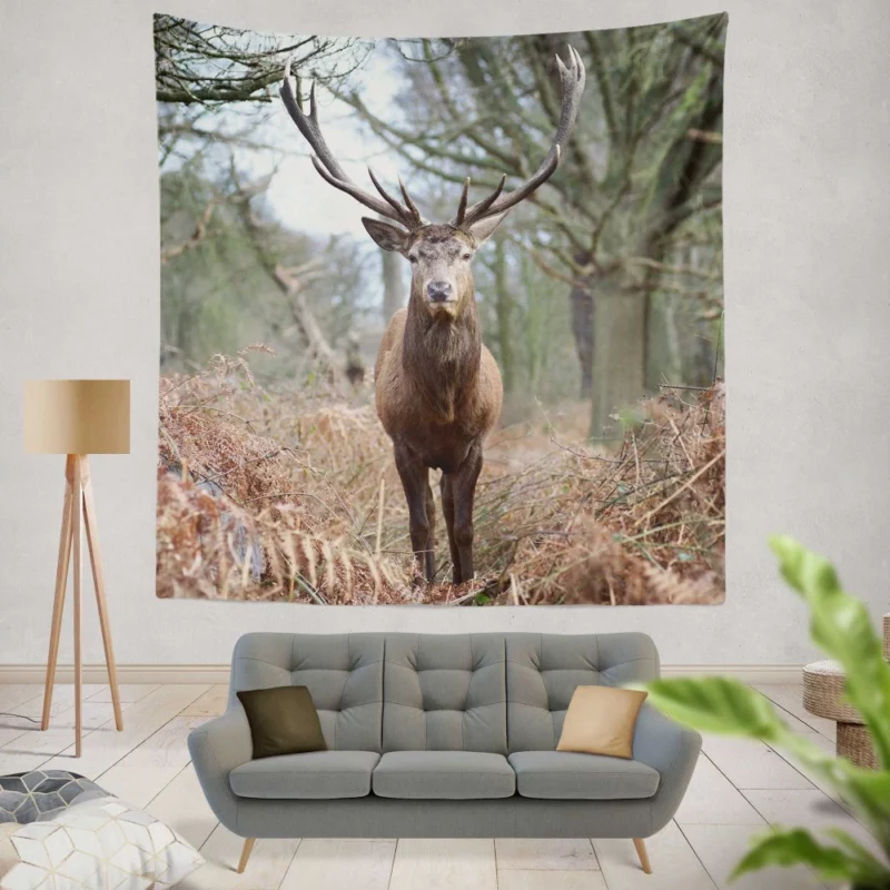 Graceful Deer Fall Stance Wilderness Elegance Wall Hanging Tapestry